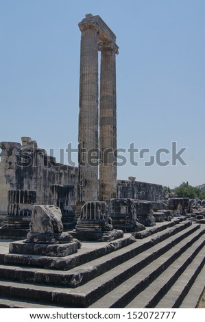 view of Temple of Apollo in antique city of Didyma, Turkey