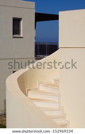 Traditional aegean architecture - outdoor stairs, Bodrum, Turkey