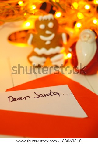 Christmas decoration: cookies and letter to Santa