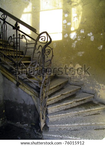 Old limestone stairs in the very old house