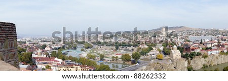 Panoramic view from Narikala Fortress of the capital of Republic of Georgia - Tbilisi