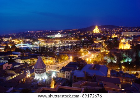 Night view to Old town of Tbilisi, Georgia (country)