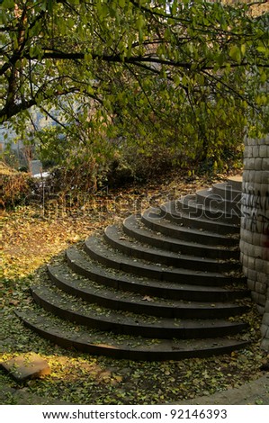 Steps in the one of the most popular park in Tbilisi - Mziuri or Sunny park in Vake area, Tbilisi, Republic of Georgia