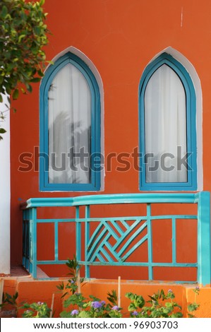 Arabic architecture: two windows and terrace