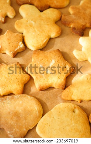 Gingerbread cookies. Making gingerbread cookies. Christmas baking background dough