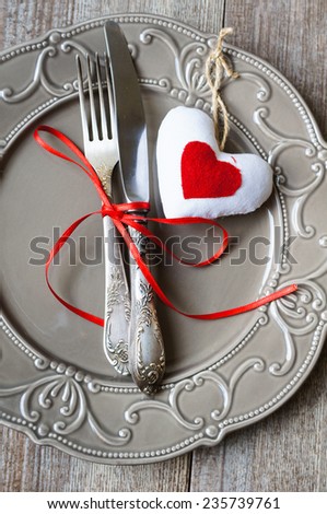Table set for celebration St. Valentine\'s Day