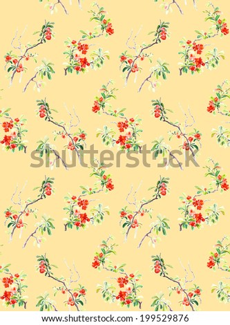 Seamless pattern: Japanese quince blossoms