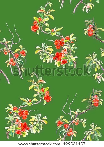 Seamless pattern: Japanese quince blossoms