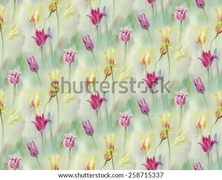 Seamless pattern: watercolor tulips