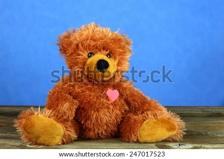 Teddy Bear with a heart / Teddy Bear - valentine\'s Day- blue background