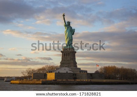 Statue Of Liberty At Sundown