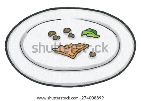cartoon hand drawn vector empty plate of food - comic book style cartoon -  Stock Image - Everypixel