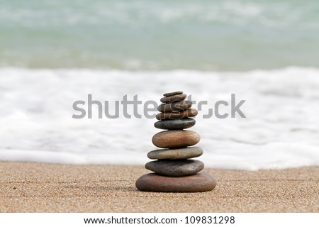 Pebble stack on the seashore