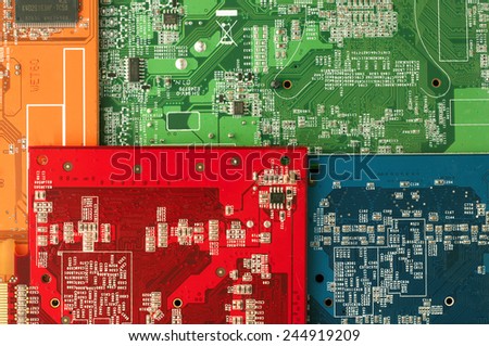 Electronic board background red green