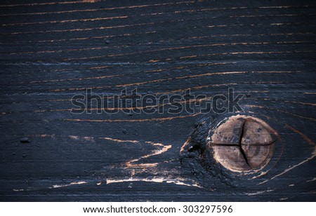 Dark brown wood texture background with knot dark blue