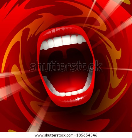 Open mouth shouting or singing in red space Eps10 The rotation angle of the mouth is 10กใ Open mouth shouting or singing in red space Eps10 The rotation angle of the mouth is 10กใ