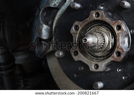 Machine gear, car engine part