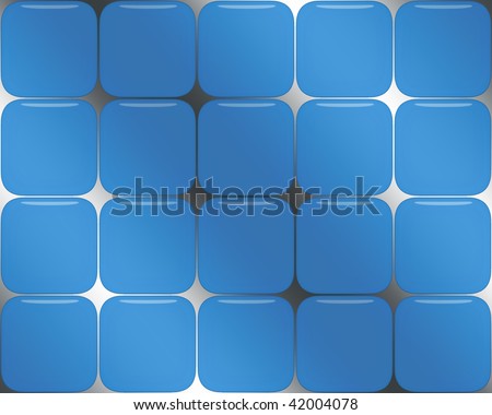 Blue glass square boxes on black and white gradient background.