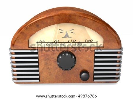  Fashioned Graphics on Old Fashioned Looking Radio In An Art Deco Style Isolated On White