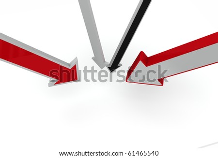 A set of arrows all pointing in the same directions isolated on a white background