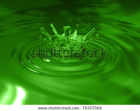Simple water splash in mid splash. Green color