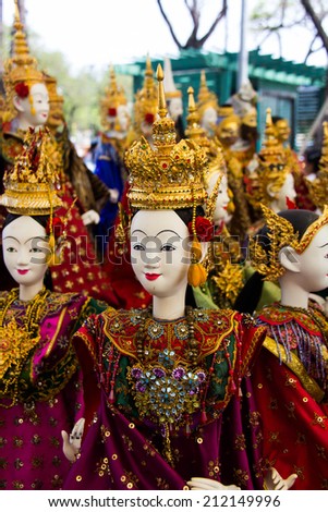 BANGKOK, THAILAND-APRIL 20 Thai puppet is on display at Thailand cultural festival on April 20 2014
