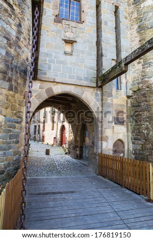 has long been the main city gate, walls and a drawbridge