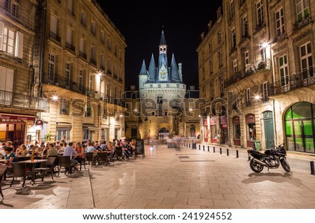 Bordeaux, France-July 18, Bordeaux at night, July 18.2014 in Bordeaux