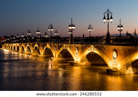 Bordeaux, France-July 17, Bordeaux Pont de Pierre, July 17.2014 in Bordeaux