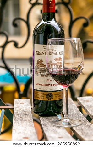 Bordeaux, France - July 16, bottle of wine, July 16.2014 in Bordeaux