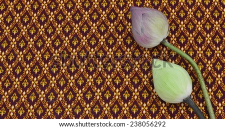 lotus on Thai pattern and banana leave