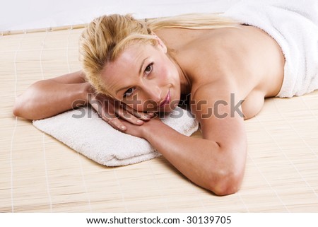 beauty blonde woman after relaxed after massage or spa