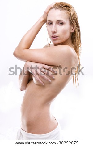 stock photo blonde sexy woman with wet blonde hair