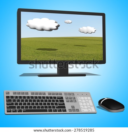 3d illustration of black desktop computer over white background