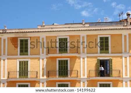 balcony with businessman