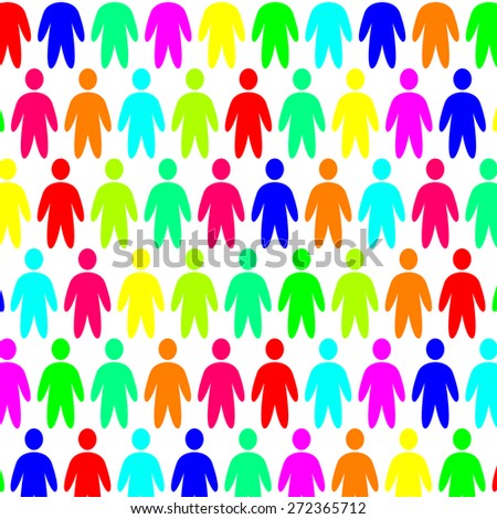 multicolored people - vector pattern.  social people icons