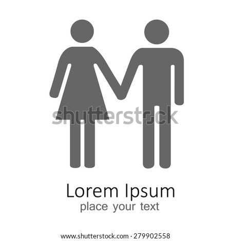 grey silhouettes of two people. man and woman vector icon. social people icons. white background