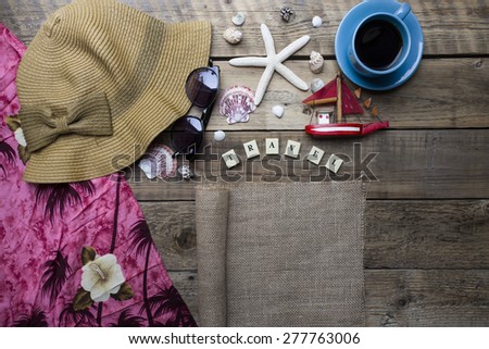 travel planning on wooden background