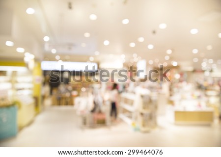 Supermarket blur background with bokeh, Miscellaneous Product shelf