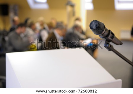 Microphone stand at conference.