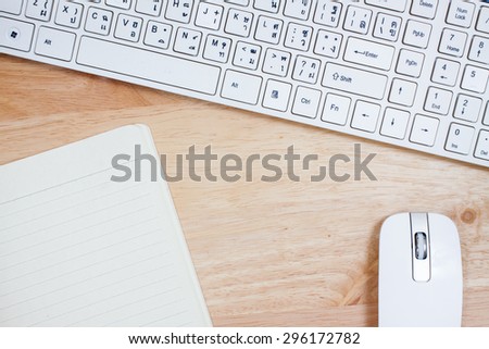 Keyboard and Mouse on wooden table