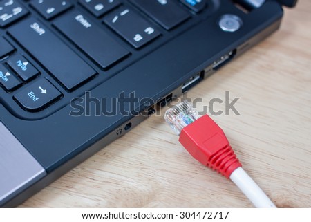 network cables connected to port notebook