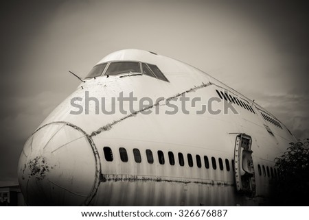 Abandoned Airplane,old crashed plane with,plane wreck tourist attraction,Old plane wreck,out focus