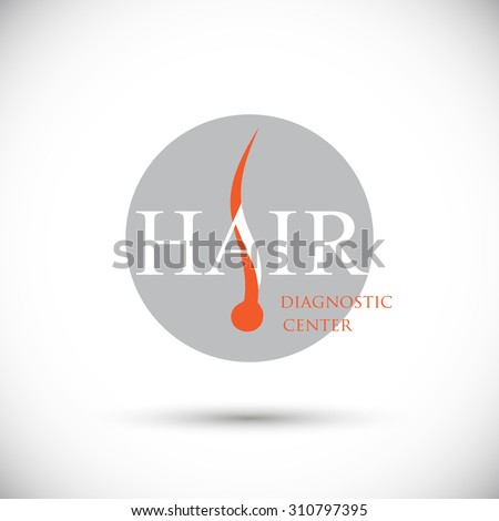 Bright hair follicle health diagnostic. Concept of beauty salon, aid clinic, split ends, hair loss, hair health, shampoo, hairline. Isolated vector on white background. Round shape backround
