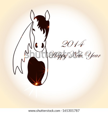 beautiful horse background with happy new year 2014 text for new year.Eps10