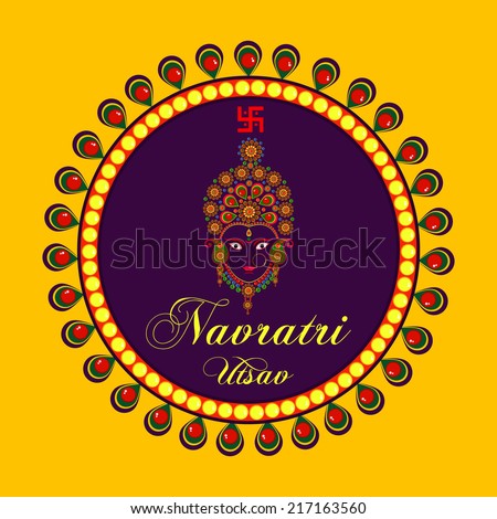 Illustration of Goddess Durga decorated face for Indian festival Navratri Illustration of Goddess Durga decorated face for Indian festival Navratri