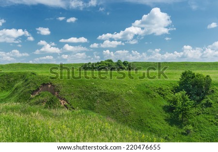Hillside.  Beginning of the formation of the ravine.  Central Russia; Ryazan region