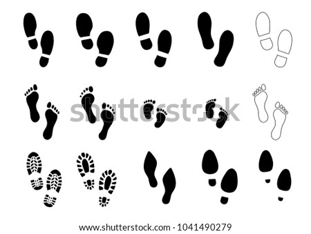 Footprints human shoes shoe sole funny feet footsteps paws people funny fun follow child baby foot vector eps icon steps sign forbidden Two Bare foot Walks Walking Stampen run fast speedy footmark