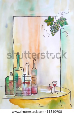 Interesting picture for the final composition of the topic of drinks and leisure, the publicity of wines.