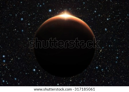 Planet Mars with sunrise in space (Elements of this image furnished by NASA)